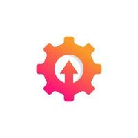 Technology Concept Icon. Cogwheel and Arrow up Symbol. Upgrade Setting Logo Design Template Element vector