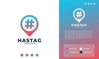 Map Pin with Hashtag Icon. Concept of number sign. Flat style trend design vector illustration