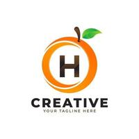 Letter H logo in fresh Orange Fruit with Modern Style. Brand Identity Logos Designs Vector Illustration Template