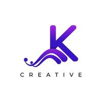 Corporation Initial K Letter Logo With Creative Swoosh Liquid Gradient Color, Vector Template Element