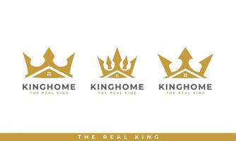conjunto de icono de la casa del rey. corona y casa para la inspiración del diseño del logotipo de la empresa de bienes raíces o préstamos hipotecarios vector