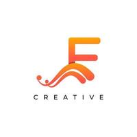 Corporation Initial F Letter Logo With Creative Swoosh Liquid Gradient Color, Vector Template Element