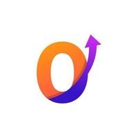 Number 0 Arrow Up Logo Symbol. Good for Company, Travel, Start up, Logistic and Graph Logos vector