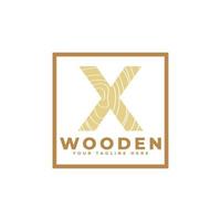 letra x con textura de madera y logotipo de forma cuadrada. utilizable para logotipos de negocios, arquitectura, bienes raíces, construcción y construcción vector