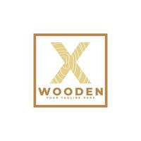 Letter X with Wooden Texture and Square Shape Logo. Usable for Business, Architecture, Real Estate, Construction and Building Logos vector