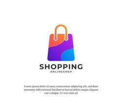 icono de bolsa de compras. forma geométrica con logo colorido. adecuado para logotipos de tiendas en línea vector