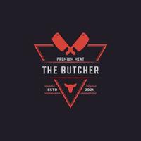 Classic Vintage Retro Label Badge for Butcher Shop with Crossed Cleavers Logo Design Inspiration vector