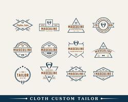 Set of Classic Vintage Retro Label Badge for Clothing Apparel Gentleman and Masculine Logo Emblem Design Template Element vector