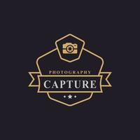 Vintage Retro Badge for Photography Logo with Camera Logo Emblem Design Symbol vector