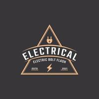 Hipster Vintage Retro Rustic Label Badge for Electric Bolt Flash Storm Stamp Logo Design Inspiration vector