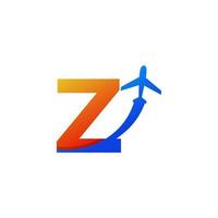 Initial Letter Z Travel with Airplane Flight Logo Design Template Element vector