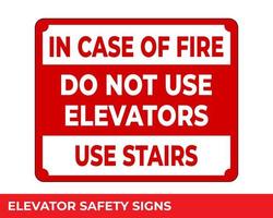 In Case of Fire Use Stairs Do Not Use Elevators Sign with Warning Message for Industrial Areas, Easy To Use And Print Design Templates vector