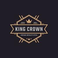 Classic Vintage Retro Label Badge for Luxury Golden King Crown Royal Logo Design Inspiration vector