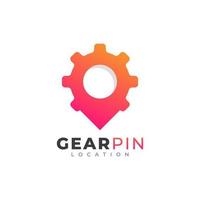 Gear Map Point Location Logo Template Design Vector