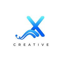 Corporation Initial X Letter Logo With Creative Swoosh Liquid Gradient Color, Vector Template Element