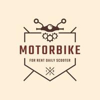 emblema de la insignia de la etiqueta retro vintage clásica inspiración para el diseño del logotipo de alquiler de motos y scooters vector