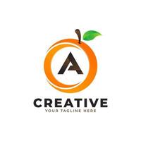 Letter A logo in fresh Orange Fruit with Modern Style. Brand Identity Logos Designs Vector Illustration Template