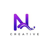 Corporation Initial N Letter Logo With Creative Swoosh Liquid Gradient Color, Vector Template Element