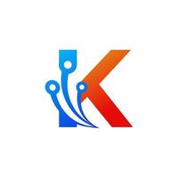 Initial Letter K Technology Logo Design Template Element vector