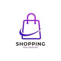 icono de bolsa de compras. forma geométrica de tienda en línea con logo colorido. adecuado para logotipos de tiendas en línea vector