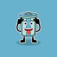 Illustration Vector Graphic Of Mascot Funny Garbage Can, Design Suitable For Mascot Hygiene