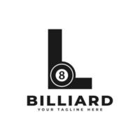Letter L with Billiards Logo Design. Vector Design Template Elements for Sport Team or Corporate Identity.