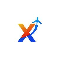 Initial Letter X Travel with Airplane Flight Logo Design Template Element vector