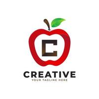 logotipo de la letra c en fruta de manzana fresca con estilo moderno. plantilla de ilustración vectorial de diseños de logotipos de identidad de marca vector