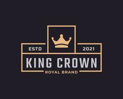 Classic Vintage Retro Label Badge for Luxury Golden King Crown Royal Logo Design Inspiration vector