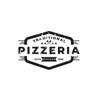 Vintage Classic Emblem Badge Spatula Pizza Pizzeria Logo Design Inspiration vector