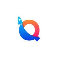 Initial Letter Q with Rocket Logo Icon Symbol. Good for Company, Travel, Start up and Logistic Logos vector