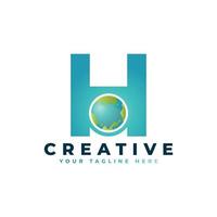 Letter H Global World Earth Logo Design vector