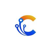 Initial Letter C Technology Logo Design Template Element vector