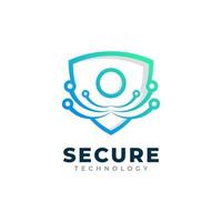 Shield Technology Icon. Secure Tech Logo Design Template Element vector