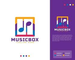 Creative Music box. Square Abstract Music Note Vector Logo Icon. Usable for Business, Musical Industry, Digital Music, Musical App Button and Orchestra Logos