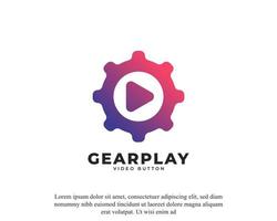 Play Symbol Combined with Gear Icon Logo Design Template Element vector