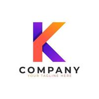 Creative Initial Letter K Logo Modern and Elegant. Purple and Orange Geometric Shape Arrow Style. Usable for Business and Branding Logos. Flat Vector Logo Design Ideas Template Element. Eps10 Vector