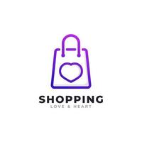 Love Shop Logo Design Template Element. Shopping Bag Combined with Hearth Icon Vector Illustration