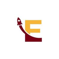 Initial Letter E with Rocket Logo Icon Symbol. Good for Company, Travel, Start up and Logistic Logos vector