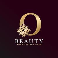 Elegant O Luxury Logo. Golden Floral Alphabet Logo with Flowers Leaves. Perfect for Fashion, Jewelry, Beauty Salon, Cosmetics, Spa, Boutique, Wedding, Letter Stamp, Hotel and Restaurant Logo. vector