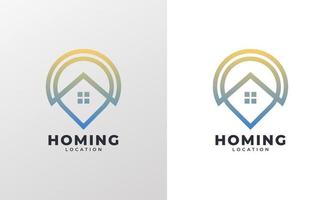 Home Location with Pin Map Line Style Logo Design Template Element vector