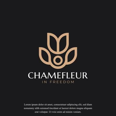 Abstract flower tulip logo icon vector design.  Linear premium symbol isolated on black background