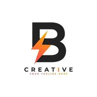 Initial Letter B Logo With Lighting Thunder Bolt. Alphabet Suitable for Fast, Power, Flash, Electric, Identity, Moving and Speed. vector