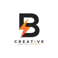 Initial Letter B Logo With Lighting Thunder Bolt. Alphabet Suitable for Fast, Power, Flash, Electric, Identity, Moving and Speed. vector