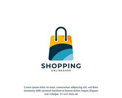 icono de bolsa de compras. forma geométrica con logo colorido. adecuado para logotipos de tiendas en línea vector