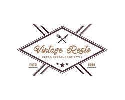 Classic Vintage Badge Crossed Spoon Fork Knife Rustic Vintage Retro for Kitchen Food Menu Dish Restaurant Logo Design Inspiration vector