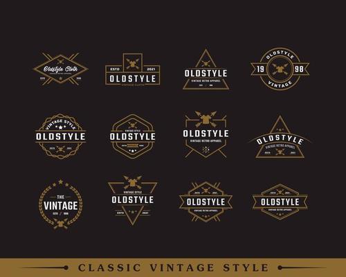 Set of Classic Vintage Retro Label Badge for Clothing Apparel Old style Logo Emblem Design Template Element