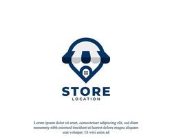 Store with Pin Map Location Icon Logo Design Template Element vector