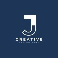 Creative Initial Letter J Logo Design. White Shape Circle Line Style. Usable for Business and Branding Logos. Flat Vector Logo Design Ideas Template Element.