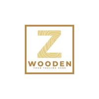 Letter Z with Wooden Texture and Square Shape Logo. Usable for Business, Architecture, Real Estate, Construction and Building Logos vector